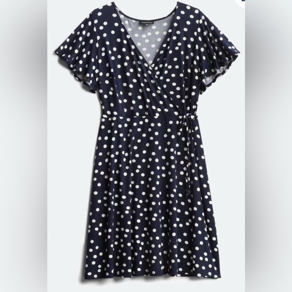 Fortune & Ivy Navy and White Polka Dot Short Sleeve Dress from Stitch Fix 1X - Picture 1 of 4